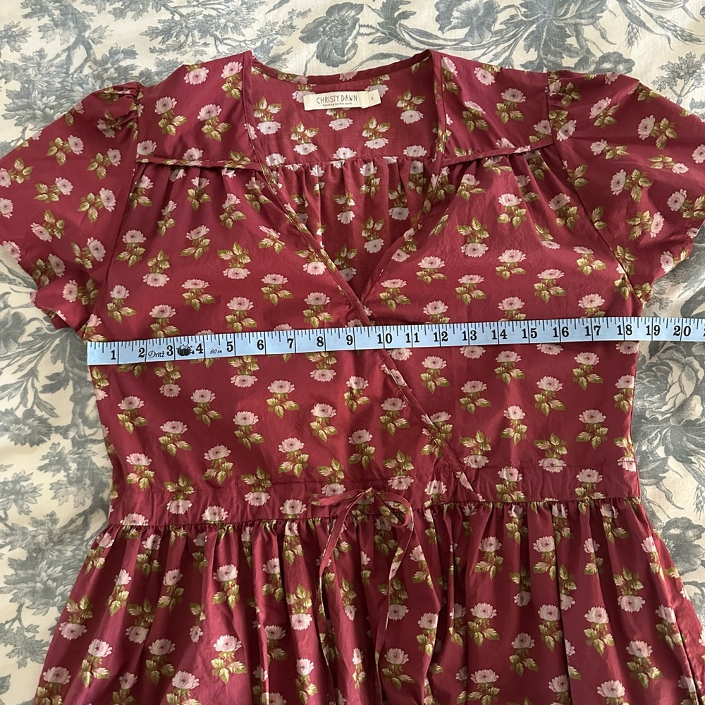 Christy Dawn Rust Floral Wrap Midi Dress - Picture 6 of 6